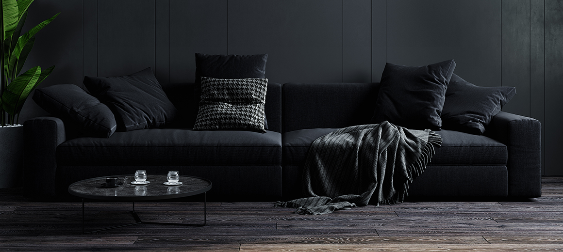Lindo e exclusivo sofa preto de luxo